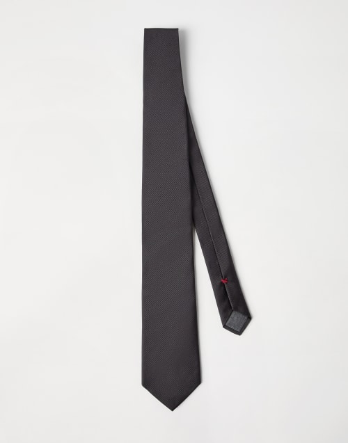 Silk twill tie Anthracite Man - Brunello Cucinelli