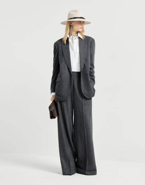 Cashmere jersey trousers Anthracite Woman - Brunello Cucinelli