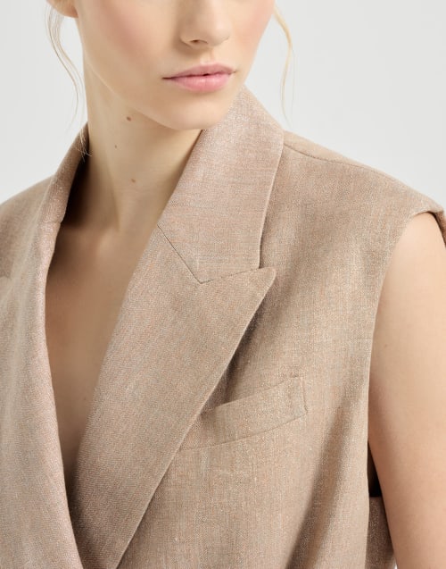 Twill vest with monili Antique Pink Woman - Brunello Cucinelli