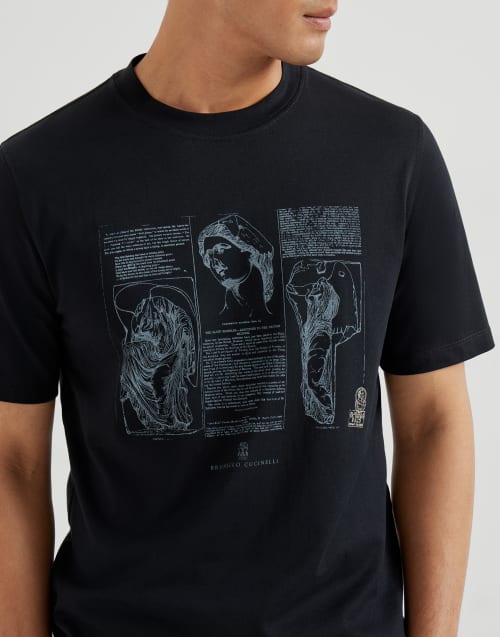 汗布T恤 黑色 男款 - Brunello Cucinelli