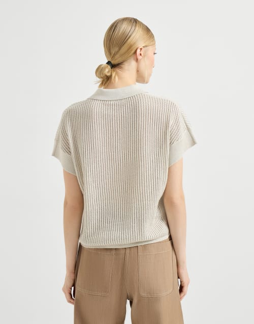 Polo Net a coste Avena Donna - Brunello Cucinelli