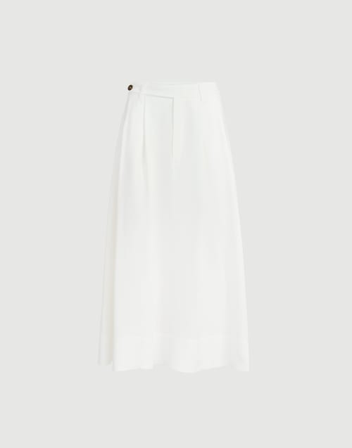 镶珠装饰斜纹面料精裁半身裙 白色 女款 - Brunello Cucinelli