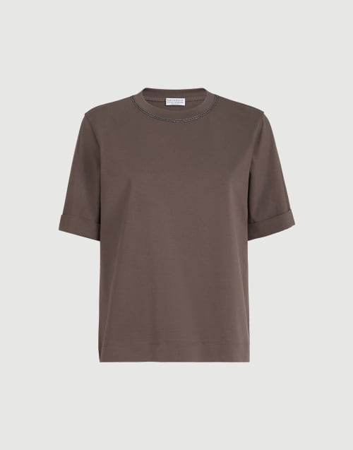 Cotton jersey T-shirt Brown Woman - Brunello Cucinelli
