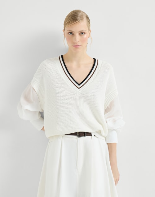 Cotton sweater White Woman - Brunello Cucinelli