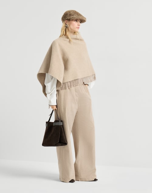 Double cloth poncho Biscuit Woman - Brunello Cucinelli