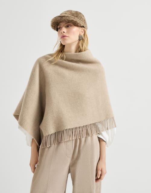 Double cloth poncho Biscuit Woman - Brunello Cucinelli