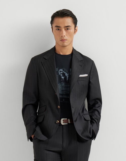 Blazer Cavallo con rayas diplomáticas Negro Hombre - Brunello Cucinelli