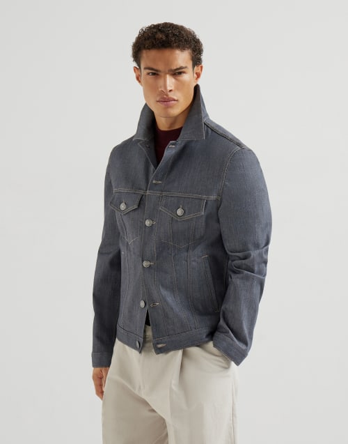 Denim four-pocket jacket Medium Grey Man - Brunello Cucinelli