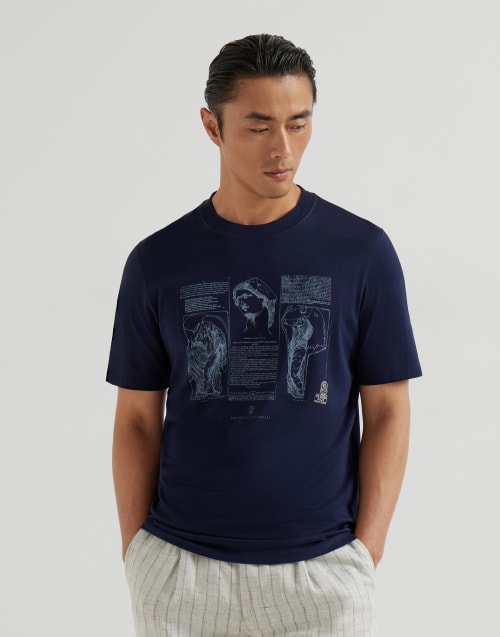 Jersey T-shirt Cobalt Man - Brunello Cucinelli
