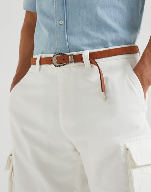 Reversed leather belt with tip Rust Brown Man - Brunello Cucinelli