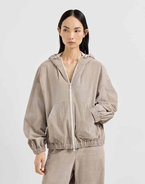 Narrow wale corduroy sweatshirt Beige Woman - Brunello Cucinelli