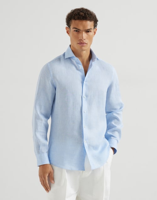 Camisa de lino Azul Claro Hombre - Brunello Cucinelli