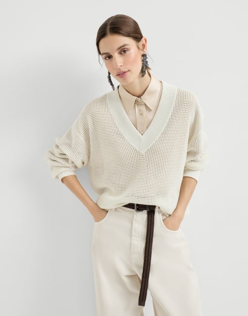 Cashmere net sweater Panama Woman - Brunello Cucinelli