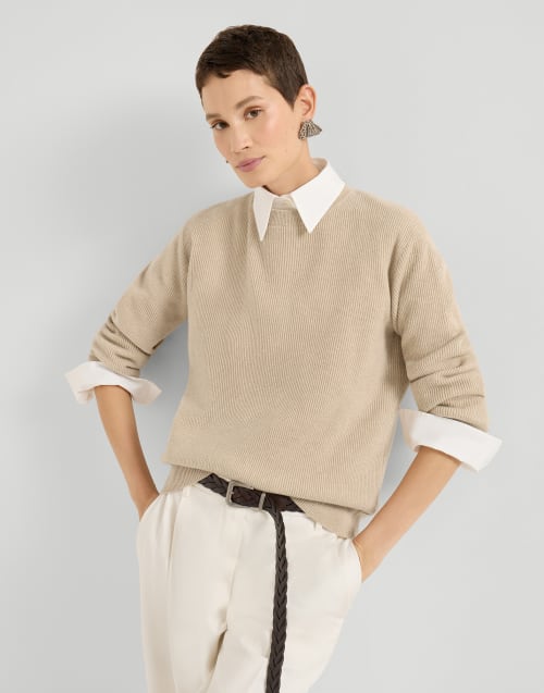 Pull en cachemire et vigogne Beige Femme - Brunello Cucinelli
