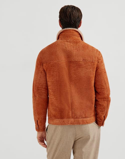 Blouson en peau de mouton Cognac Homme - Brunello Cucinelli
