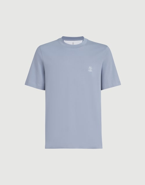 T-shirt in jersey con logo Ardesia Uomo - Brunello Cucinelli