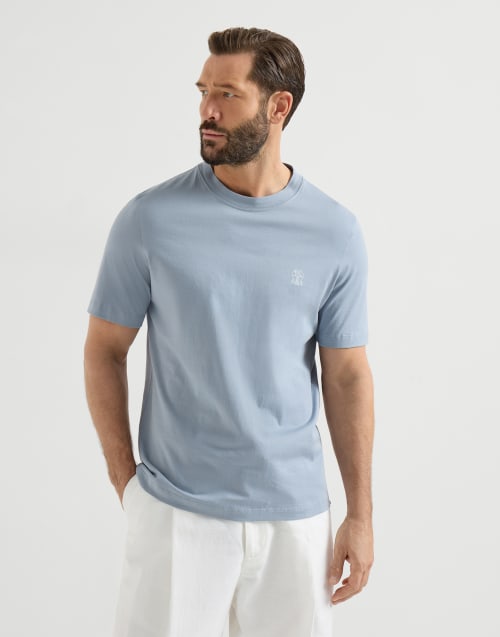 T-shirt in jersey con logo Ardesia Uomo - Brunello Cucinelli