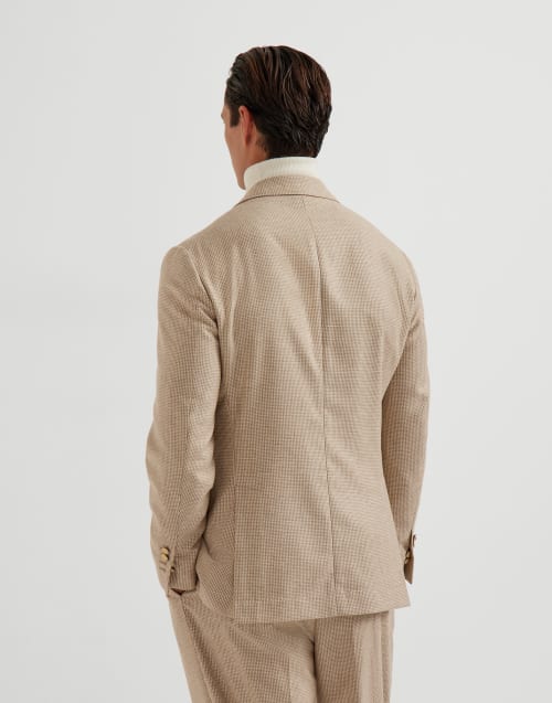 Houndstooth deconstructed blazer Beige Man - Brunello Cucinelli