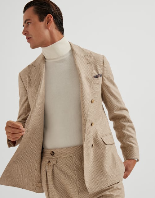 Houndstooth deconstructed blazer Beige Man - Brunello Cucinelli