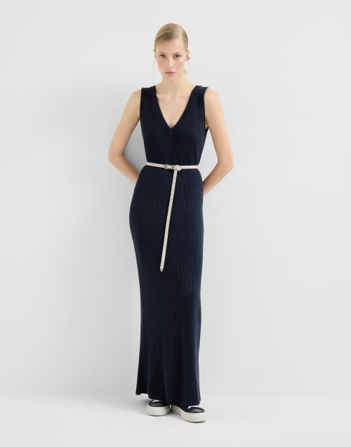 Rib knit dress Blue Woman - Brunello Cucinelli
