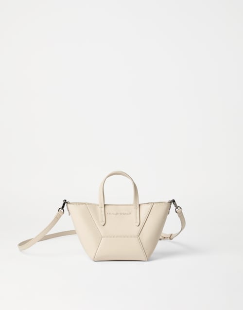 Calfskin mini BC Duo bag Ivory Woman - Brunello Cucinelli