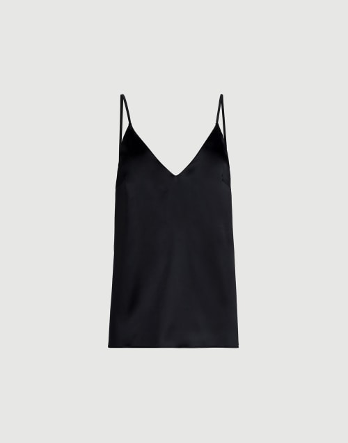 Haut en satin de soie extensible Noir Femme - Brunello Cucinelli