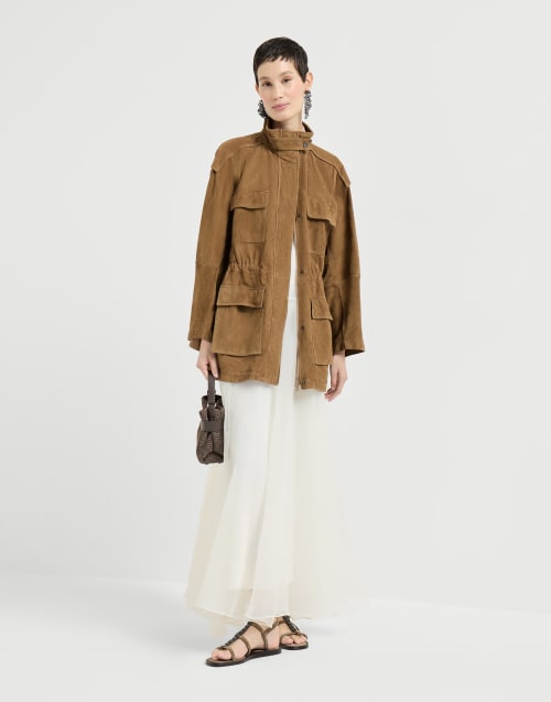 Couture suede safari jacket Brown Woman - Brunello Cucinelli