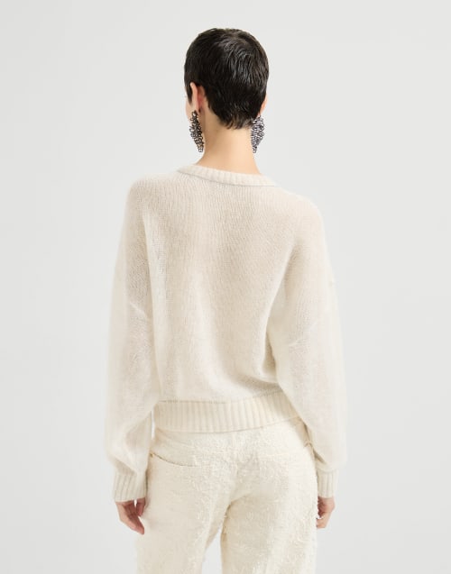 Mohair and wool sweater Ivory Woman - Brunello Cucinelli
