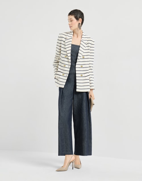 Striped knit blazer Blue Woman - Brunello Cucinelli