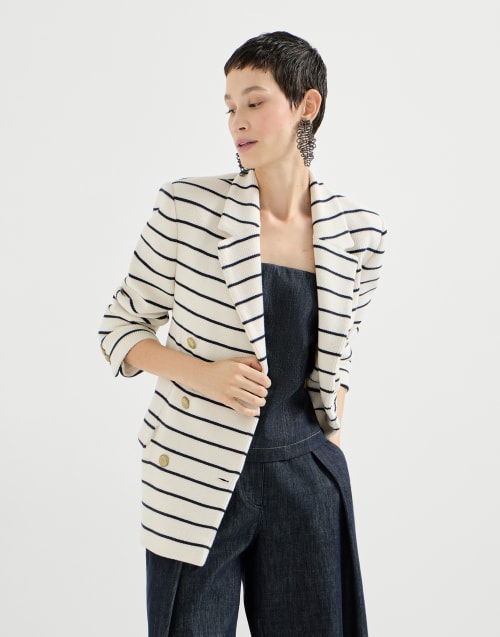 Blazer de punto a rayas Azul Mujer - Brunello Cucinelli