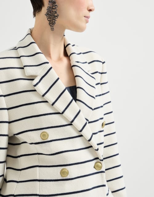 Blazer de punto a rayas Azul Mujer - Brunello Cucinelli