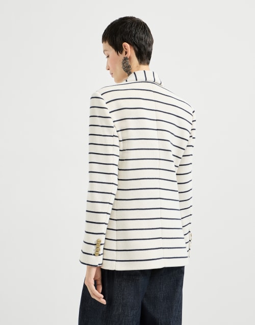 Striped knit blazer Blue Woman - Brunello Cucinelli