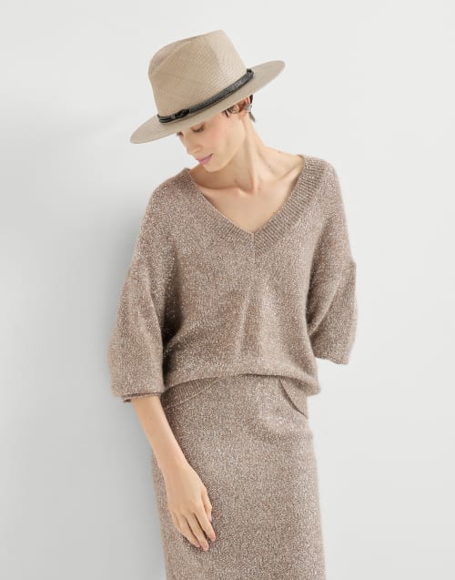 Dazzling Texture-Pullover Hellbraun Damen - Brunello Cucinelli