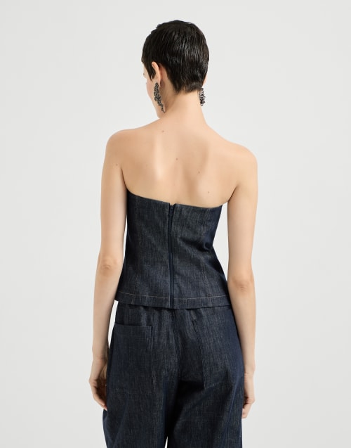 Bandeau top Denim Woman - Brunello Cucinelli