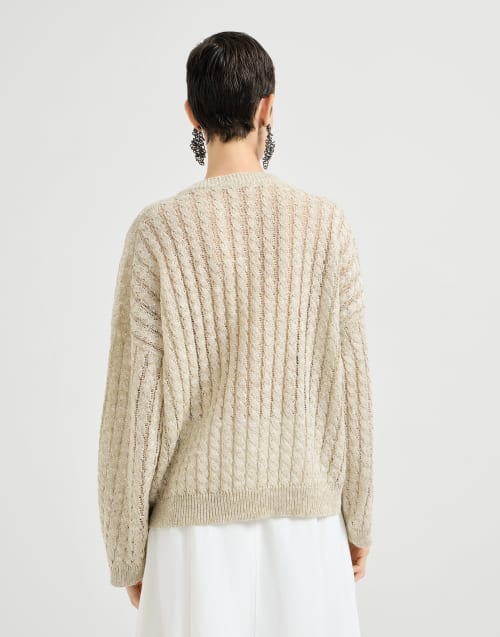 Pull Dazzling Cable Beige Femme - Brunello Cucinelli