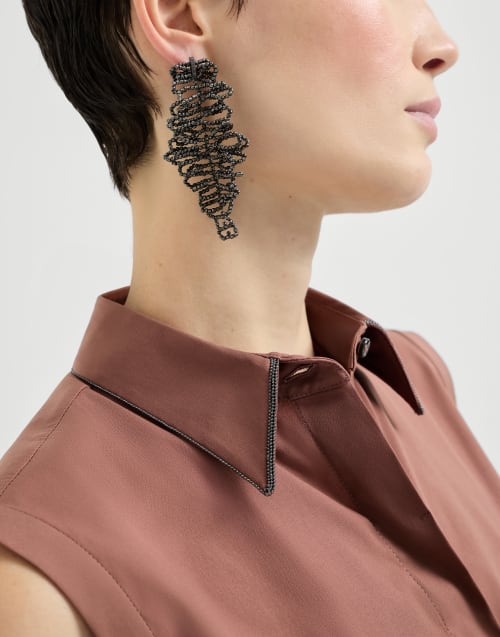 弹力府绸面料衬衫 砖红色 女款 - Brunello Cucinelli