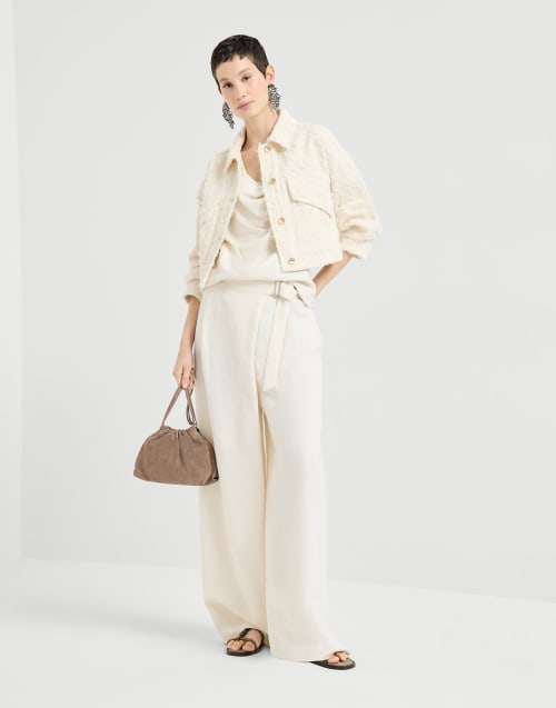 Fluid twill top Ivory Woman - Brunello Cucinelli