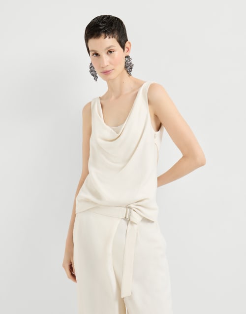 Top in twill Fluid Avorio Donna - Brunello Cucinelli