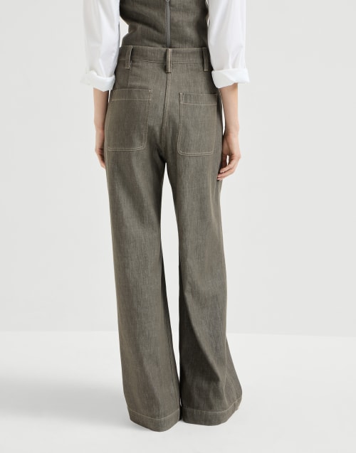 Wide Smart trousers Olive Woman - Brunello Cucinelli
