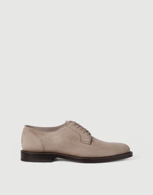 Reversed calfskin Derbies Brown Man - Brunello Cucinelli