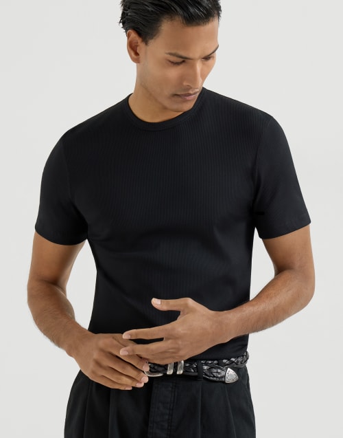 Ribbed jersey T-shirt Black Man - Brunello Cucinelli