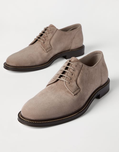 Reversed calfskin Derbies Brown Man - Brunello Cucinelli