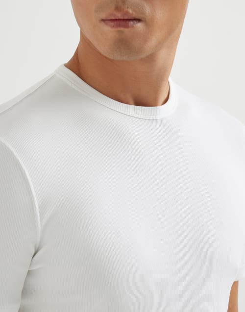 Ribbed jersey T-shirt White Man - Brunello Cucinelli