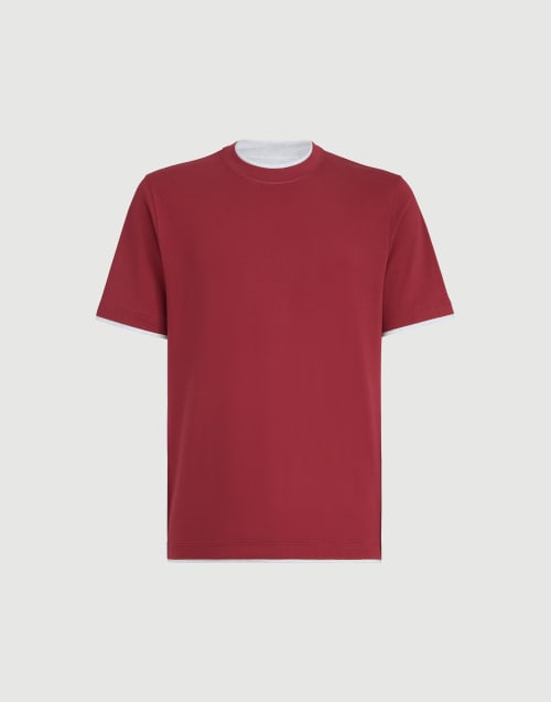 假叠层T恤 樱桃色 男款 - Brunello Cucinelli