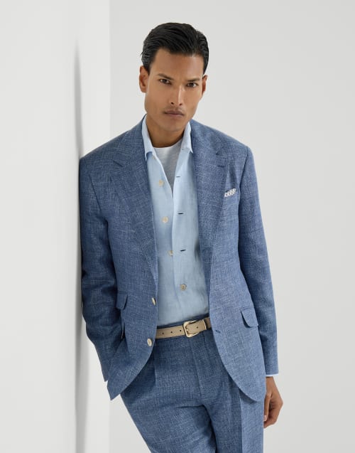 Hopsack deconstructed blazer Denim Man - Brunello Cucinelli