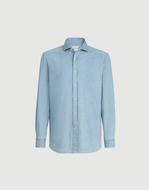 Lightweight denim shirt Light Blue Denim Man - Brunello Cucinelli