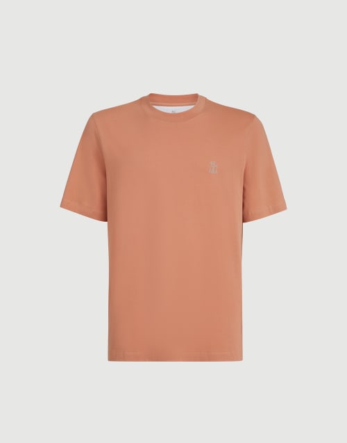 T-shirt in jersey con logo Albicocca Uomo - Brunello Cucinelli