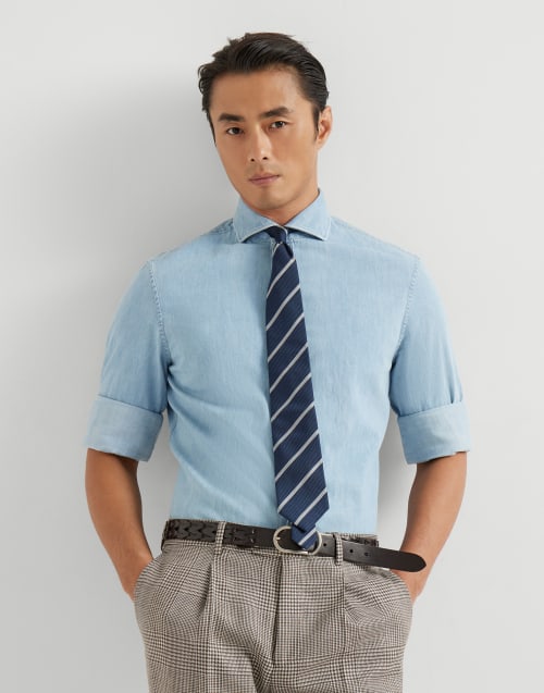 Lightweight denim shirt Light Blue Denim Man - Brunello Cucinelli