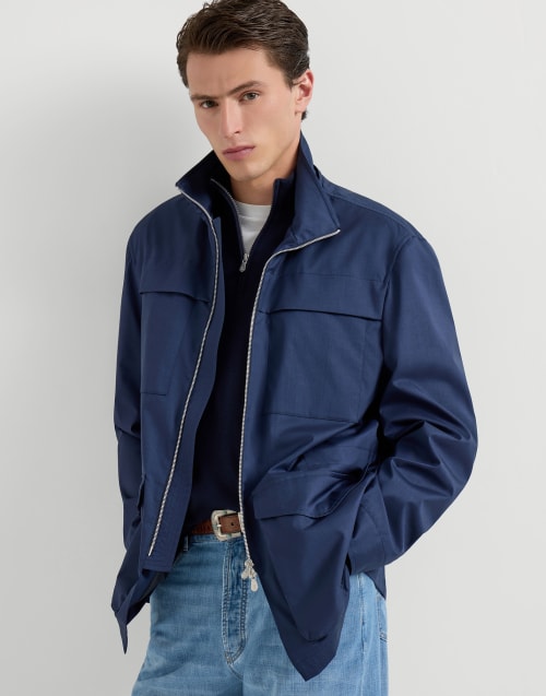 Safari jacket with detachable hood Blue Man - Brunello Cucinelli