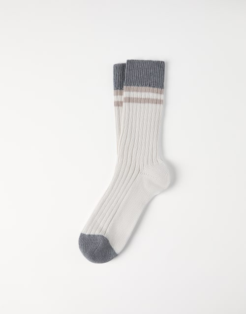 Cotton socks with stripes Panama Man - Brunello Cucinelli